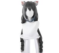 Anime cosplay peluca Kyaru Peluca Princesa Connect Re: Bucear Cosplay Largo mezclado gris Cosplay pelucas con orejas Pelo sintético resistente al calor