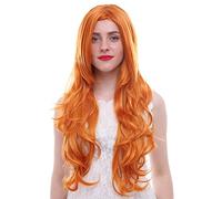 Anime cosplay peluca mujer Cosplay pelucas 75cm largo ondulado naranja resistente al calor pelo sintético Perucas Cosplay peluca