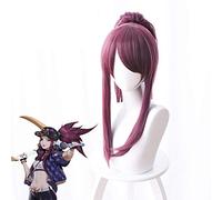 Anime cosplay peluca piel K/DA. Cosplay pelucas Akali Cosplay Headwear juego Kda 45 cm. Peluca sintética resistente al calor púrpura mixta