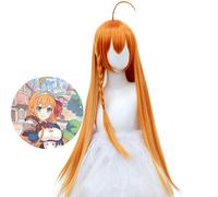 Anime cosplay peluca princesa Connect re Bucear Cosplay peluca Pecorin Cosplay pelo largo recto con fibra de color kumquat pelo sintético