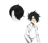 Anime cosplay peluca Ray Black Corto Peluca Cosplay Disfraz Anime El prometido Neverland Yakusoku No Neverland Pelo Sintético Pelucas para Hombres