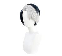 Anime cosplay peluca Twisted-Wonderland Divus Crewel Cosplay pelucas negro gris mezcla corto resistente al calor pelo sintético fiesta Halloween fiesta de rol peluca