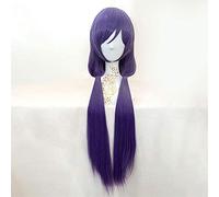 Anime Cosplay Rose Pelucas de red con flequillo 100% Alta temperatura Resistente a la fibra Dark Púrpura Pelo largo y recto 30 pulgadas chenghuax