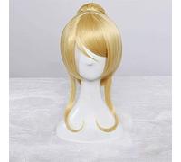 Anime Cosplay Rose Pelucas de red con flequillo 100% Alta temperatura resistente a la luz Luz amarilla larga larga recta de pony cola de pelo 20 pulgadas chenghuax