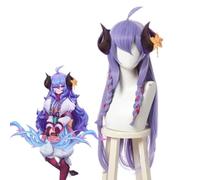 Anime Cosplay Spirit Blossom Kindred Peluca, Mujeres Onda Recta Púrpura Trenzada para Halloween, Fiesta, Carnaval, Vida Nocturna, Conciertos, Bodas