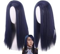 Anime Cosplay Wig, League LOL Caitlyn Kiramman Wig, Purple Blue Long Straight Hair Heat Resistant Synthetic Hair, for Halloween, Party, Carnival, Nightlife, Concerts, Weddings