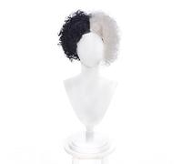 Anime Cruella 101 Dalmatians Half Black White Short Curly Wig Cosplay Synthetic Hair Halloween Party Wigs