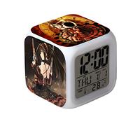 Anime DATE A LIVE Relojes despertadores, Tokisaki Kurumi/Yatogami Tohka Square Función de temperatura de tiempo que cambia de color para niños y niñas