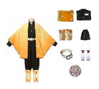 Anime Demon agatsuma Zenitsu, Trajes rol De Halloween De Nezuko Cloak Mitsuri para Men Boys Kimono Uniforme Fiesta De Disfraces De rol Completo(L, Orange)