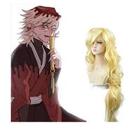 Anime Demon Slayer Douma for la peluca Cosplay Comic- Con Halloween Party Carnival WiD adulto adolescente(pelo largo rubio)