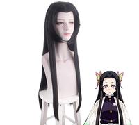 Anime Demon Slayer Kimetsu no Yaiba Kochou Kanae Mujer Peluca larga negra Disfraz de Cosplay Pelucas de fiesta de pelo sintético resistente al calor