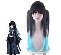 Anime Demon Slayer Kimetsu No Yaiba Tokitou Muichirou Cosplay Peluca Larga Colas de Caballo Gradiente Cabello Resistente al Calor Pelucas de Disfraz