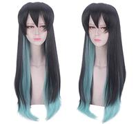 Anime Demon Slayer: Kimetsu no Yaiba Tokitou Muichirou cosplay Peluca Pelo largo sintético Muichirou Cosplay Pelucas + Peluca Cap Peluca talla única No.579