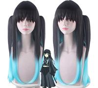 Anime Demon Slayer: Kimetsu No Yaiba Tokitou Muichirou Cosplay Pelucas Gradiente Resistente al calor Traje de pelo sintético Peluca + Gorra de peluca