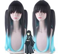 Anime Demon Slayer: Kimetsu No Yaiba Tokitou Muichirou Cosplay Pelucas Gradiente Resistente Al Calor Pelo Sintético Disfraz Peluca + Gorro De Peluca