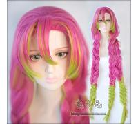 Anime Demon Slayer: Kimetsu No Yaiba Women Kanroji Mitsuri Cosplay Wig Colorful Heat Resistant Synthetic Hair Wigs + Wig Cap