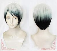 Anime Demon Slayer: Kimetsu no Yaiba Yushirou Cosplay Wigs Short Gradient Color Heat Resistant Synthetic Hair Wig + Wig Cap