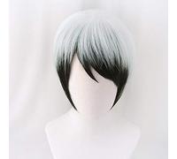 Anime Demon Slayer: Kimetsu no Yaiba Yushirou Cosplay Wigs Short Gradient Color Heat Resistant Synthetic Hair Wig + Wig Cap