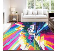 Anime Dinámico Póster Abstracto Alfombra 80 x 120 cm Multicolor Nubes Coches de Carrera Pelo Corto Súper Suave Alfombra Lavable para Habitación Adolescente, No Desprende Pelusa y Fácil de Limpiar