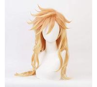 Anime Douma Peluca Demon Slayer Kimetsu No Yaiba Long Curls Light Gold Cabello sintético Halloween Carnaval Disfraz Cosplay Pelucas KUQX807