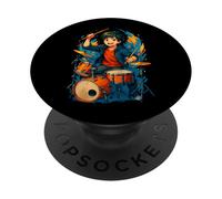 Anime Drummer Música PopSockets PopGrip Adhesivo