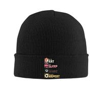 Anime Eat Sleep Repetir Gorros japoneses Gorros Gorros para Mujeres Gorros de Invierno Suaves y cálidos y cálidos Sombreros Gruesos y de Moda
