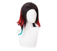 Anime Enmu Cosplay Wig Kimetsu No Yaiba Black mix Red Blue Synthetic Hair Halloween Demon Cos Wig Wig Cap Carnival