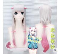 Anime Eromanga Sensei Sagiri Izumi Cosplay Pelucas Plata Mixta Rosa Resistente al calor Pelo sintético Perucas Disfraces de Halloween Peluca