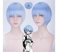 Anime Eva Ayanami Rei pelucas corto azul claro resistente al calor pelo sintético Perucas disfraz Cosplay peluca + gorra de peluca