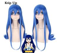 Anime Fairy Tail Cosplay Peluca Lucy Heartfilia Wendy Marvell Disfraz Pelucas Largo Liso Azul Resistente al Calor Pelo Sintético
