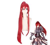 Anime Fairy Tail Erza Scarlet Red larga cola de caballo peluca recta Cosplay disfraz mujer pelucas de pelo sintético resistente al calor PL-701