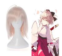 Anime Fate Grand Order Pelucas de Cosplay Okita Souji Peluca de Cosplay Peluca sintética Cabello Fiesta de Carnaval de Halloween Sakura Saber Peluca de mujer