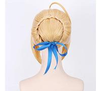 Anime Fate Stay night cosplay Peluca Saber peluca de pelo Fate Grand Order Gloden Fiesta de Halloween sintética Pelucas de cosplay + gorro de peluca Talla única PL-013-1