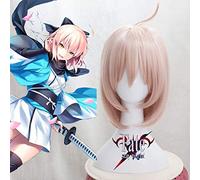 Anime Fate Stay Night Pelucas de cosplay Okita Souji Saber Peluca de cosplay Peluca sintética resistente al calor Peluca de pelo de fiesta de carnaval de Halloween