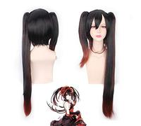 Anime FECHA EN VIVO Pesadilla Tokisaki Kurumi cosplay peluca Pelo sintético resistente al calor Negro Marrón Mixto Disfraz de Cosplay Pelucas One Size Tokisaki peluca PL-147