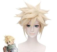 Anime FINAL FANTASY 7 Cloud Strife Cosplay Peluca Luz Dorada Corta Fibra Resistente al Calor Peluca de Pelo Fiesta Halloween Juego Pelucas