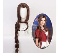 Anime Final Fantasy VII Aerith Gainsborough, peluca trenzada larga marrón para mujer, disfraz de Cosplay, pelucas de pelo sintético resistentes al calor