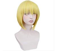 Anime Fire Force Iris Wigs Short Golden Heat Resistant Synthetic Hair Cosplay Wigs + Wig Cap