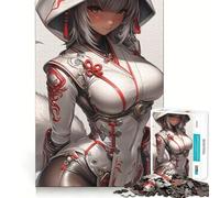 Anime Fox Girl in White Un Rompecabezas para Adultos 1000 Think Boost Juego Estructura de Encaje precisa Fácil de Aprender Diversión Familiar (38x52cm)