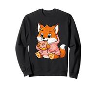 Anime Fox Kawaii con gráficos de Zorros Comiendo rosquillas Sudadera