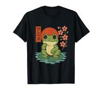 Anime Frog on Lotus Retro Japonés Estética Camiseta