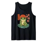 Anime Frog on Lotus Retro Japonés Estética Camiseta sin Mangas