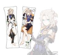 Anime Funda Almohada Genshin Impact Albedo Funda de Almohada Corporal de tamaño Real de Tela de Felpa Corta Dakimakura de Almohada Corporal de Anime