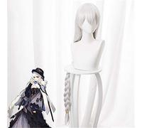 Anime Game Arknights Cosplay Specter Costume Wigs for Adult，Long Silver White Twist Braid Synthetic Hair Halloween Role Play Wig