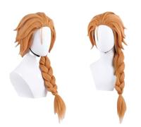 Anime Game Cosplay Skye Peluca naranja Trenza larga Cola de caballo Cabello, Juego de roles Accesorios de Halloween Accesorios