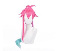 Anime Game Sivir Cosplay Wig Synthetic Hair Pink Green Ombre Straight Halloween Party Wigs Peruca