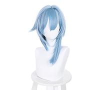Anime Genshin Impact Eula Peluca Cosplay Disfraz Mujeres 38 cm Azul Resistente al Calor Pelo Sintético Pelucas Halloween Carnaval Juego de rol