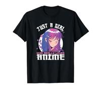 Anime Gifts for Teen Girls Just A Girl Who Loves Anime Camiseta gráfica económica, Hombre, Negro, XL