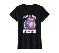 Anime Gifts for Teen Girls Just A Girl Who Loves Anime Camiseta gráfica económica, Mujer, Negro, S