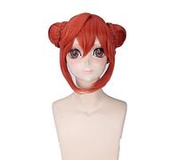 Anime GINTAMA Kagura Orange Red Short Cosplay Wig With Double Buns Synthetic Hair Wigs For Women Halloween Costume Party